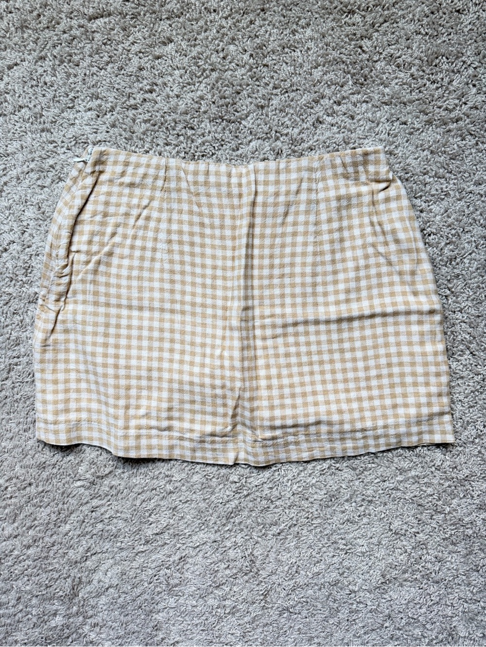 Abercrombie & Fitch Beige Gingham Linen-Blend Mini Skort Medium NWT - Picture 10 of 10